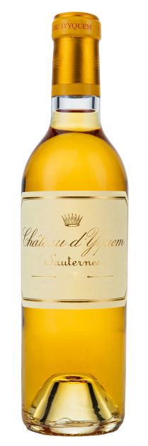 bottle of Chateau D'Yquem 375ml, with vintage scrubbed off label