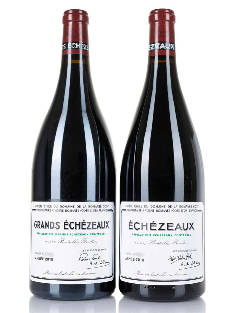 Lots 224,225: 1 magnum each 2018, 2019 DRC Grands Echezeaux