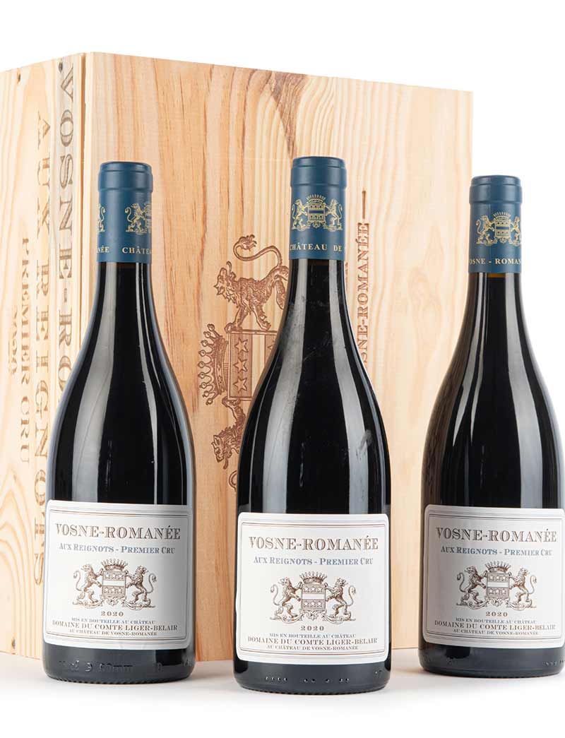 Lot 507: 3 bottles 2020 Comte Liger-Belair Vosne Romanee Aux Reignots banded OWC